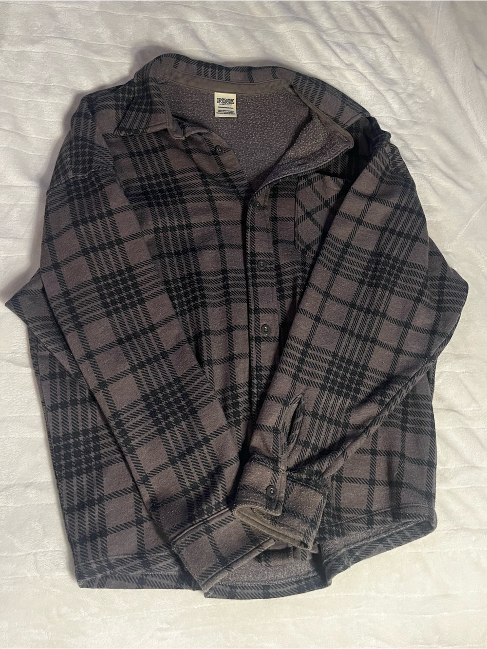 VS Pink Flannel Button Up